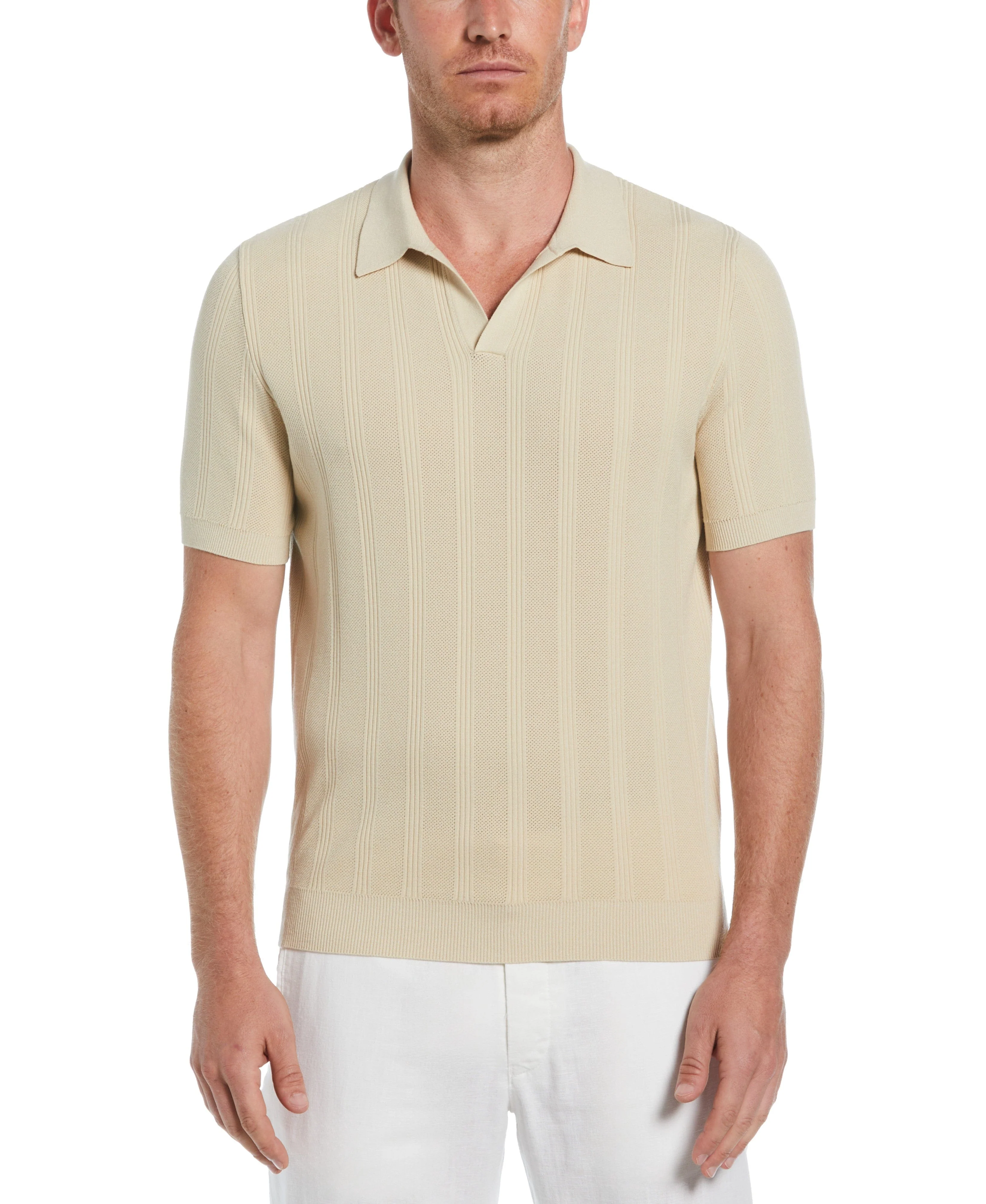 Mesh Stripe Sweater Polo