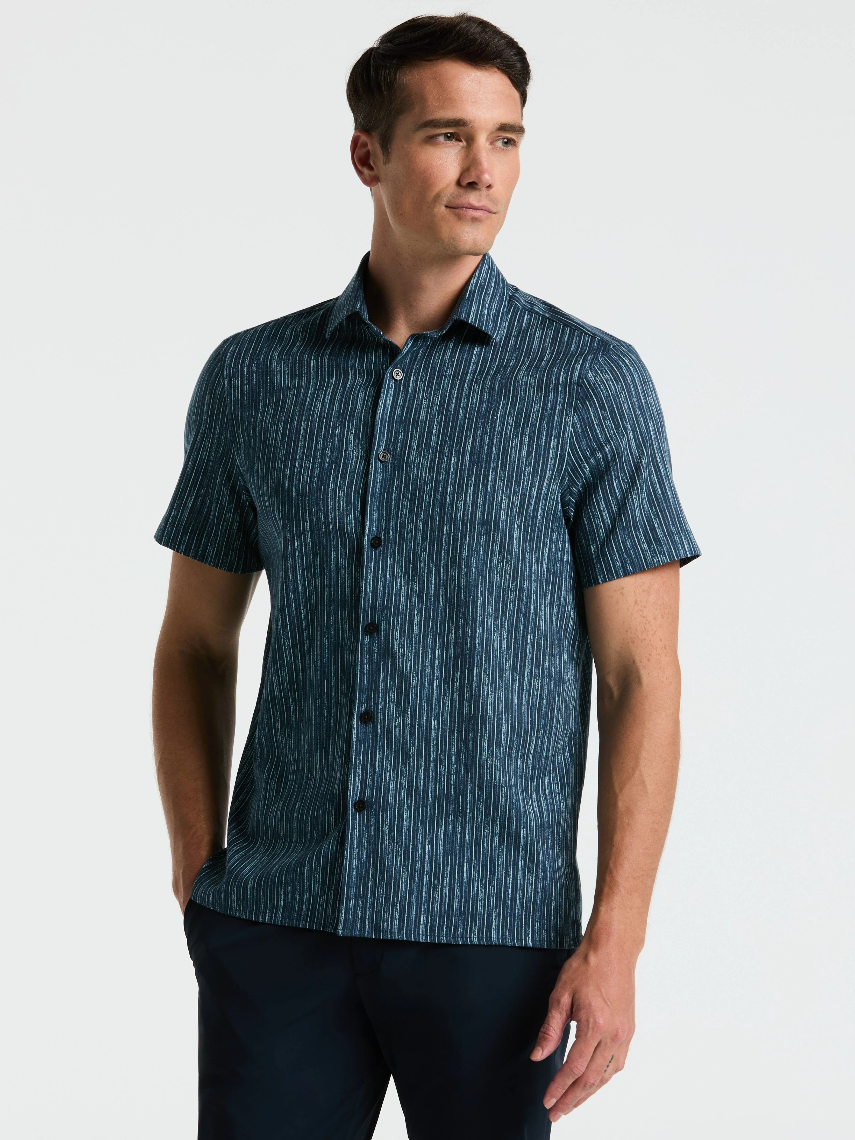 Short Sleeve Button Down Striped Shirt