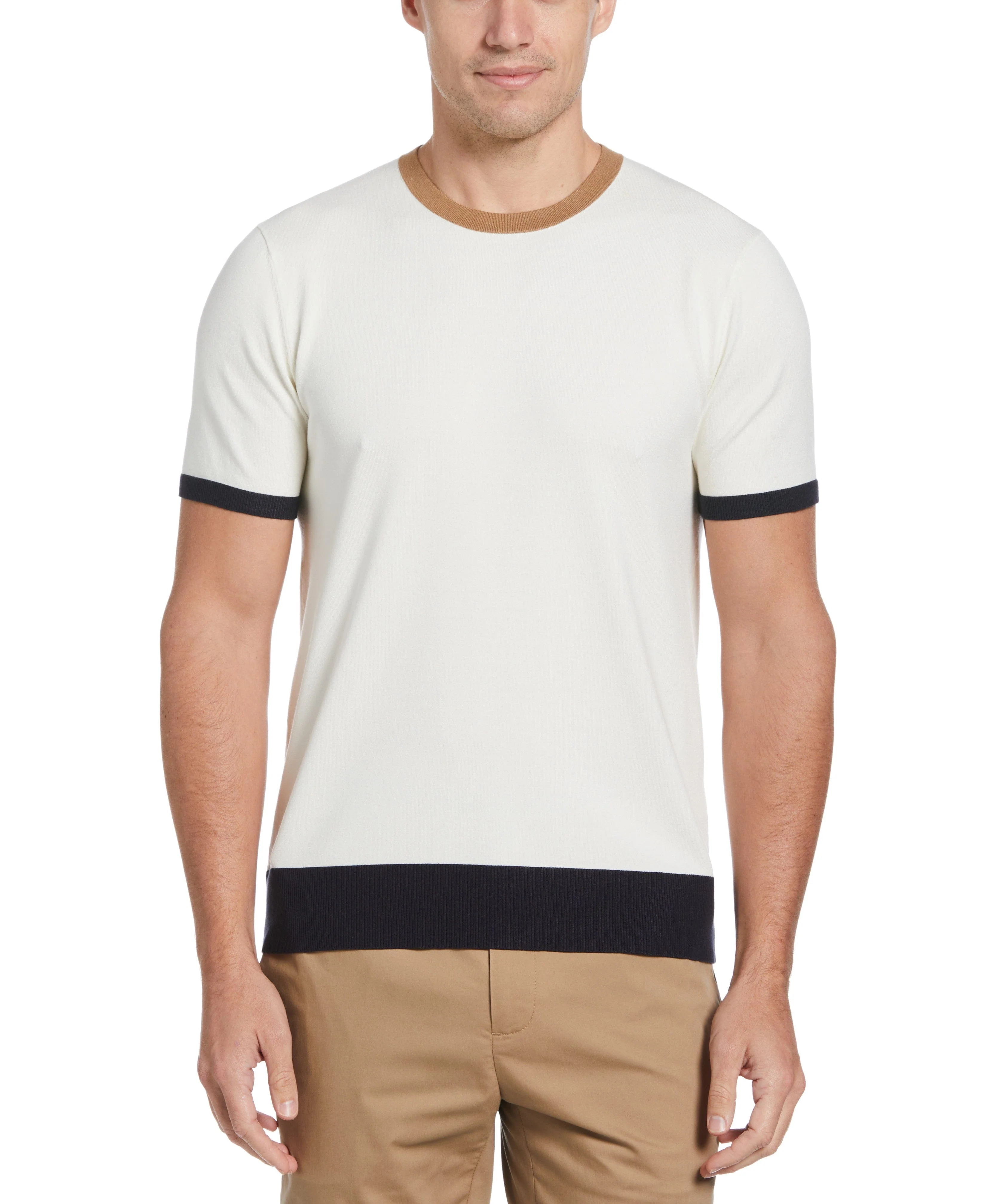 Tech Contrast Rib Crew Neck Sweater