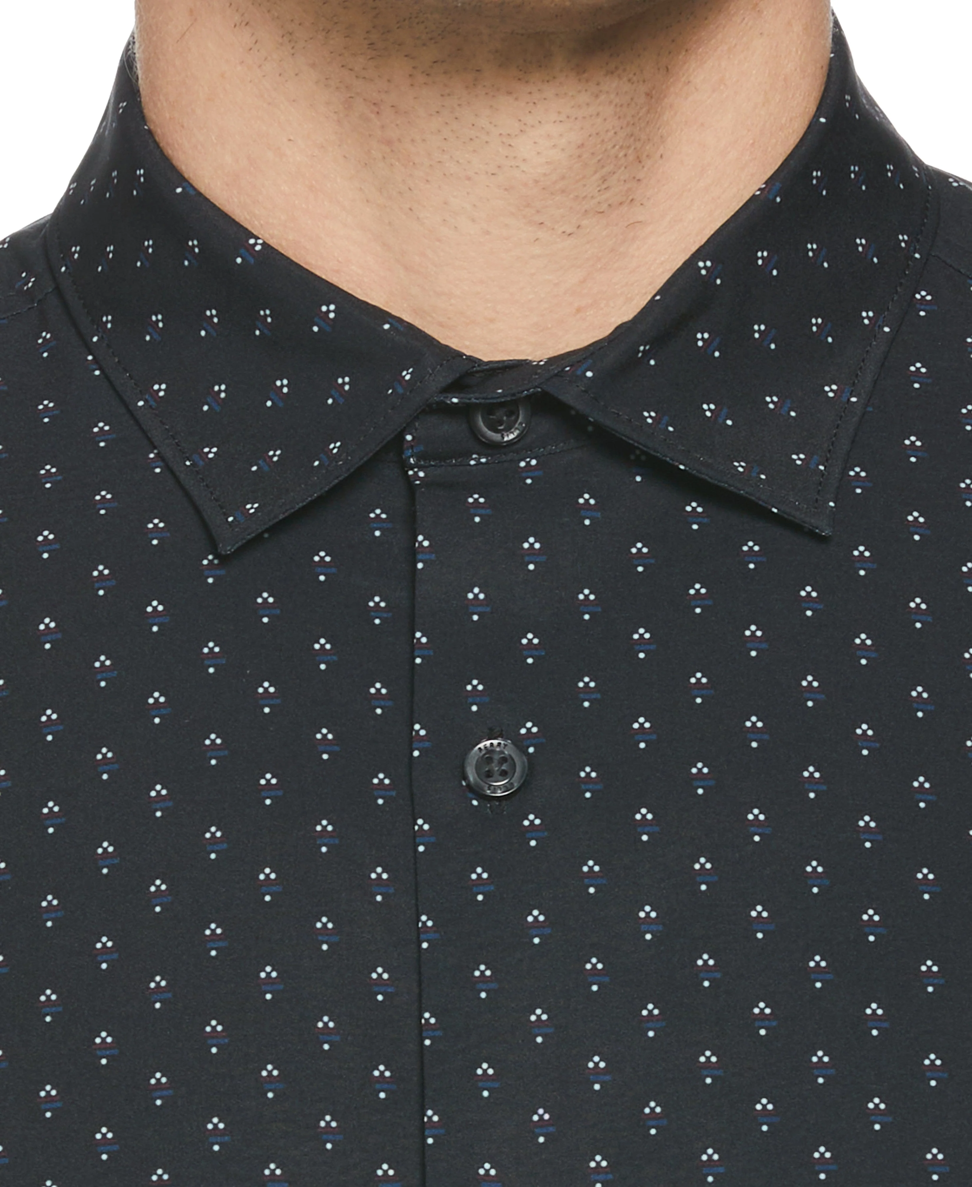 Total Stretch Rolled Sleeve Micro Geometric Shirt - Image 3