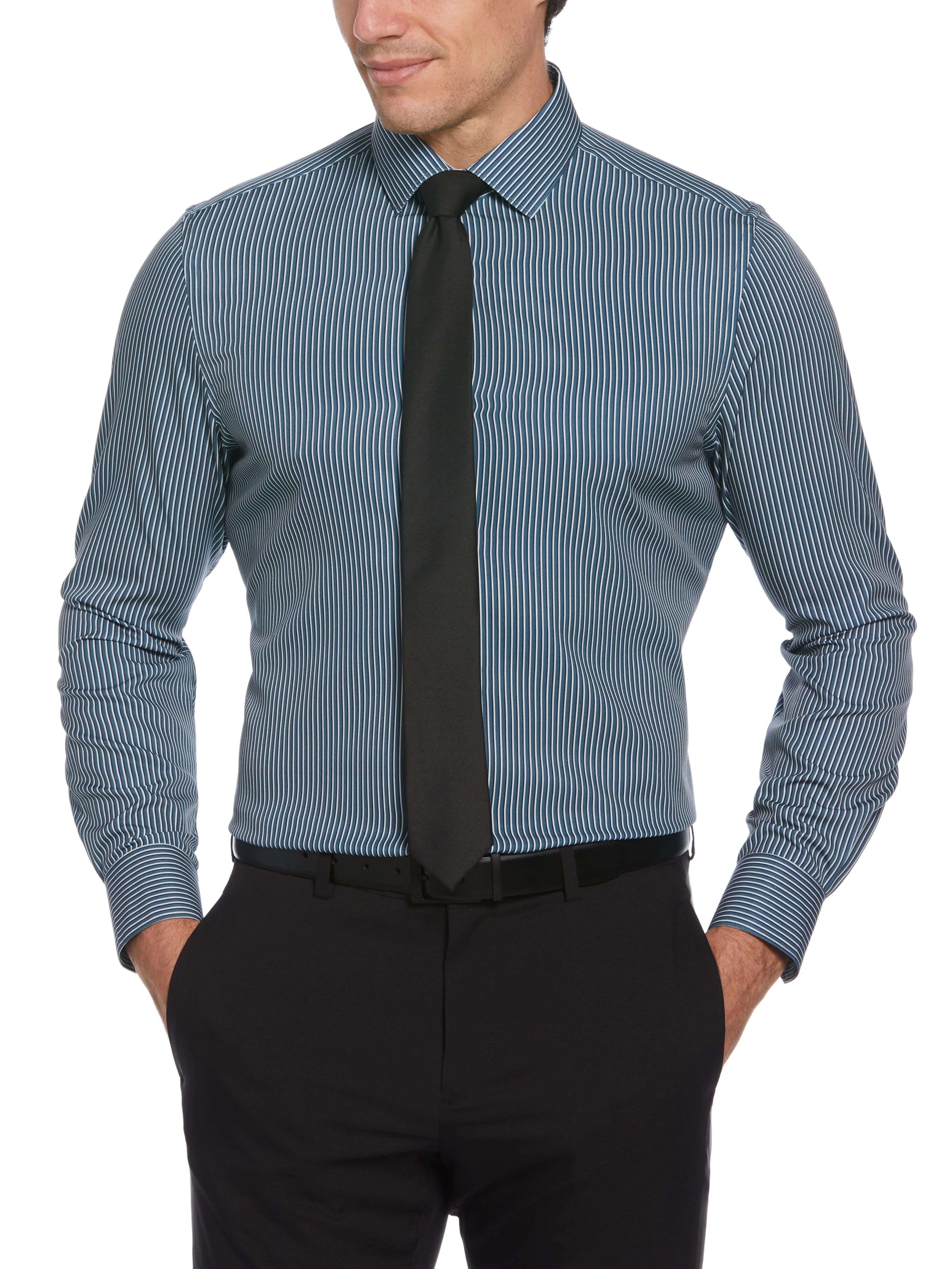 Total Stretch Tri-Color Stripe Print Shirt