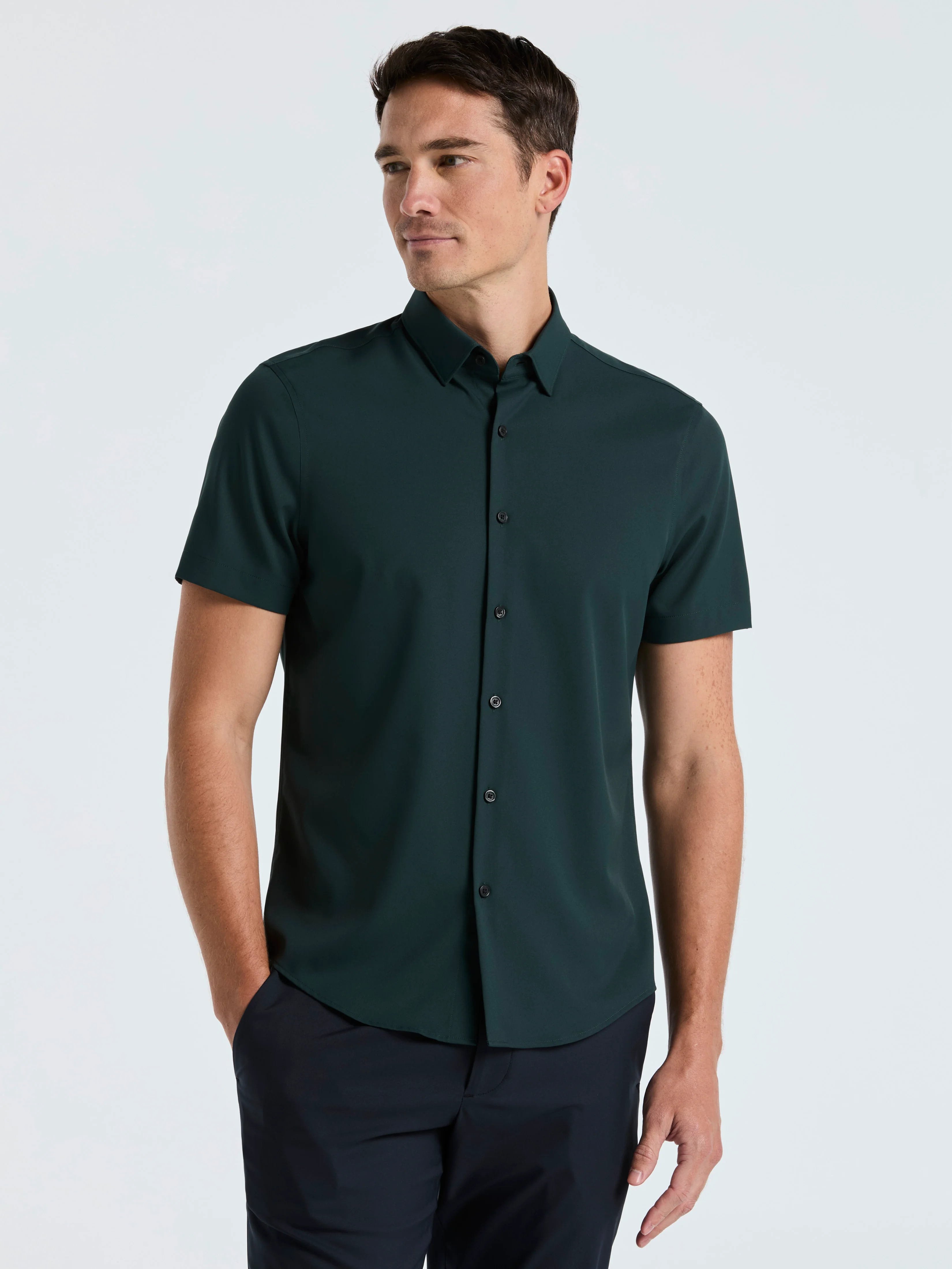 Slim Fit Total Stretch Solid Shirt - Image 4