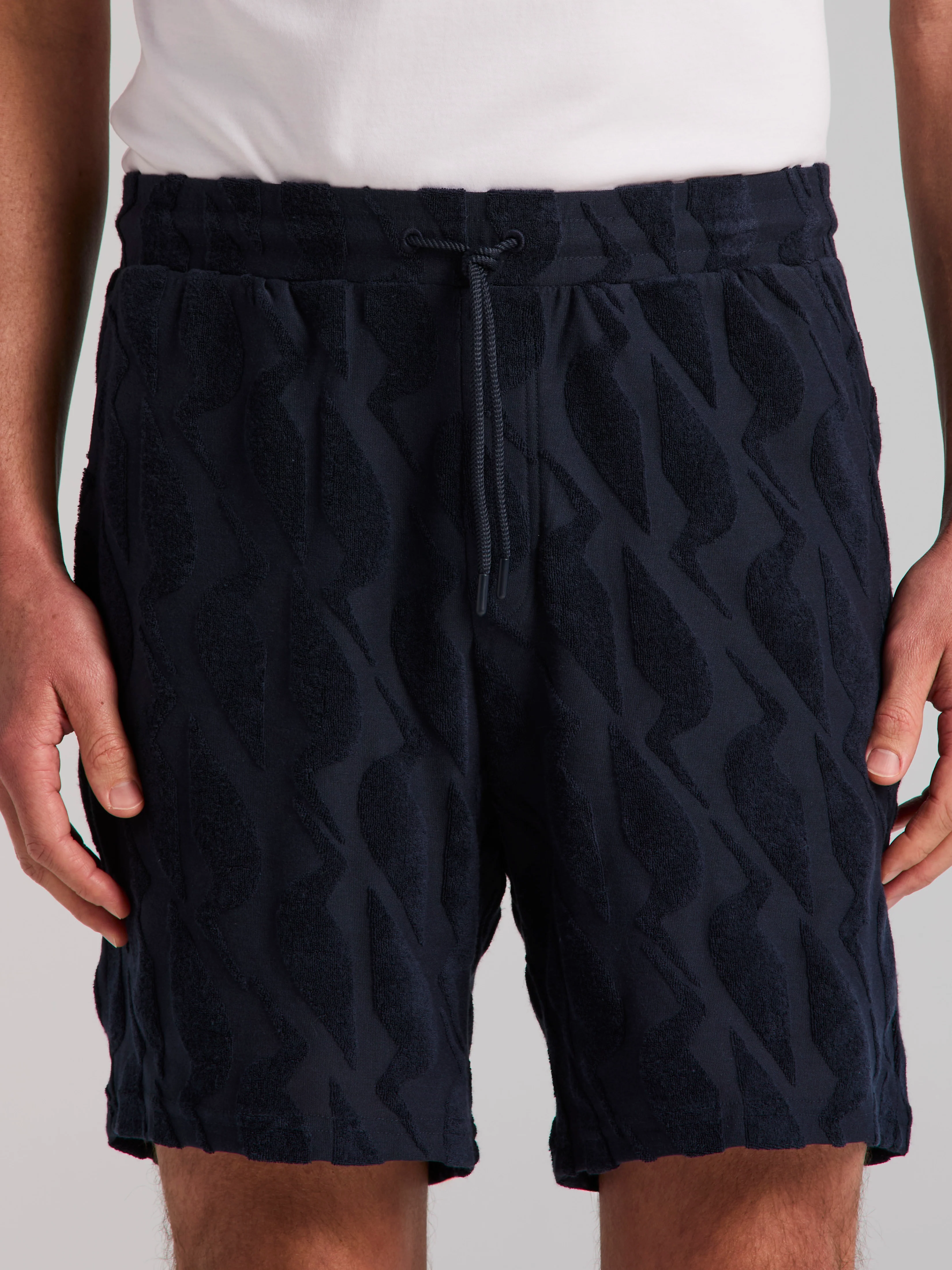 Jacquard Terry Cloth Drawstring Shorts - Image 2