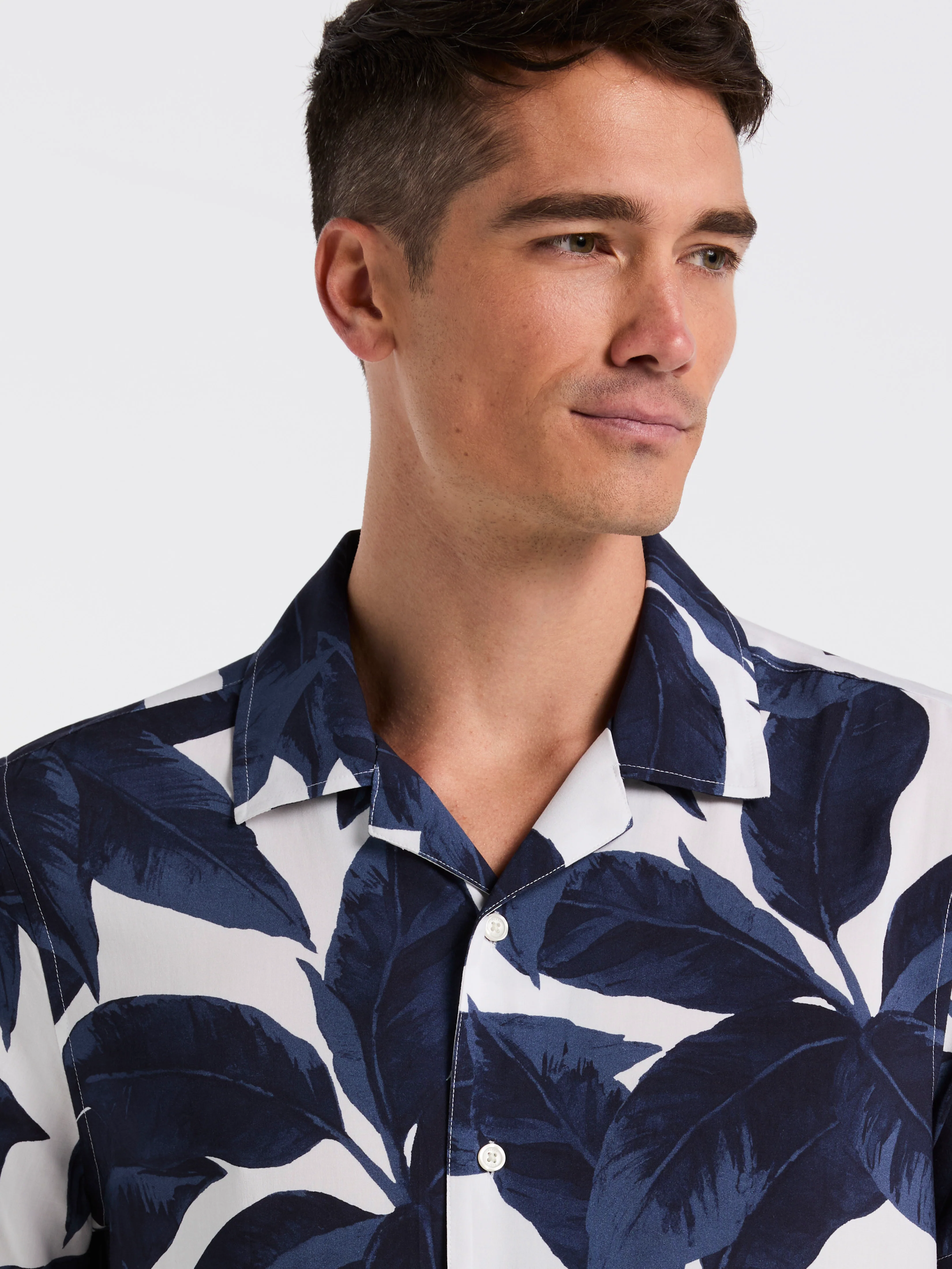 Tropical Plant Print Camp Collar Shirt - Image 5